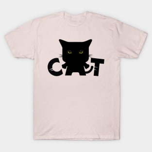 Black Cat With Monster Eyes T-Shirt